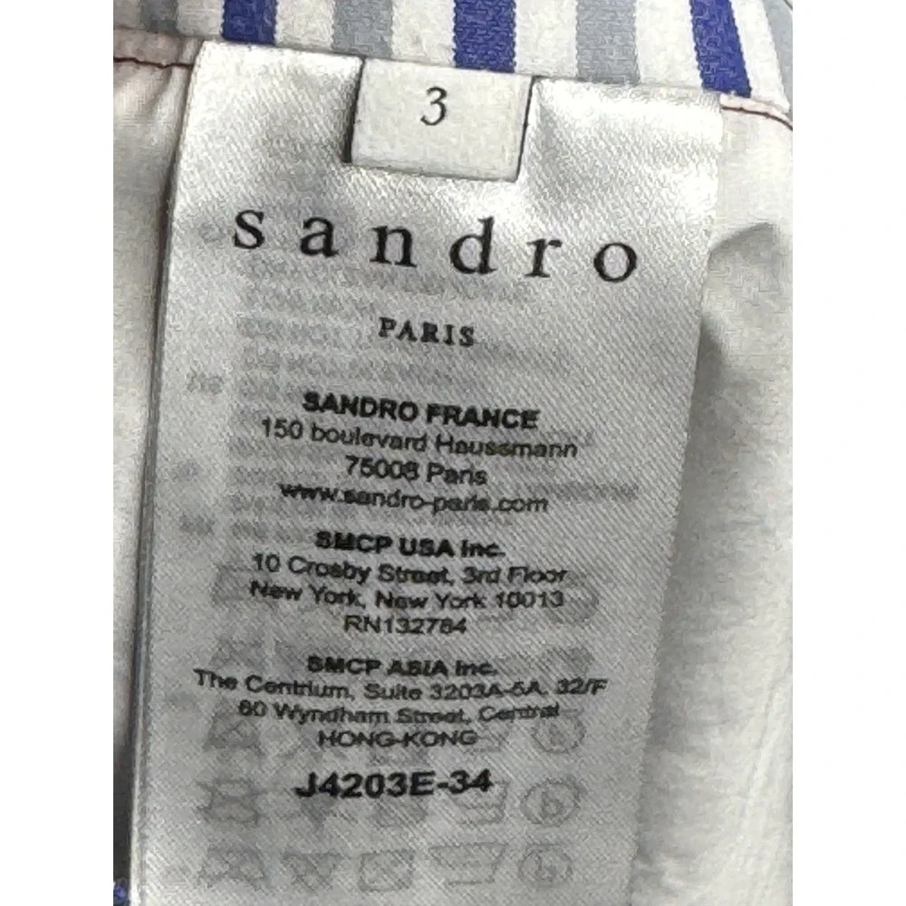 Sandro Paris Eyelet Cotton Tiered Mini Skirt Size 3 Ruffle Stripe Floral Prep‎ - Picture 5 of 9